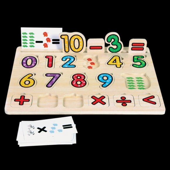 Wooden Numbers Puzzle with Math Equation Cards New Sealed Age 5+ - Picture 3 of 11